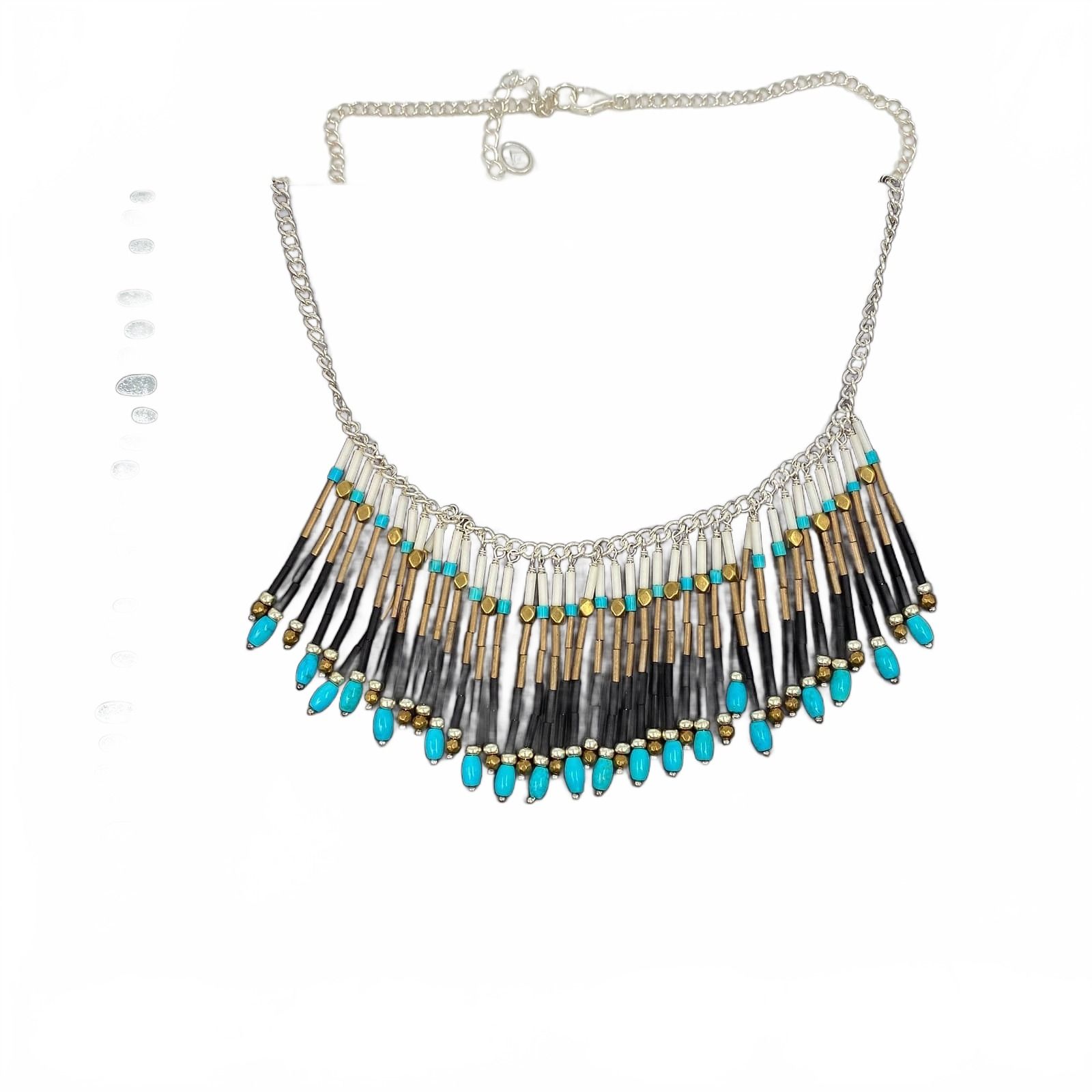 Silpada Silver Blue Beaded Fringe Necklace