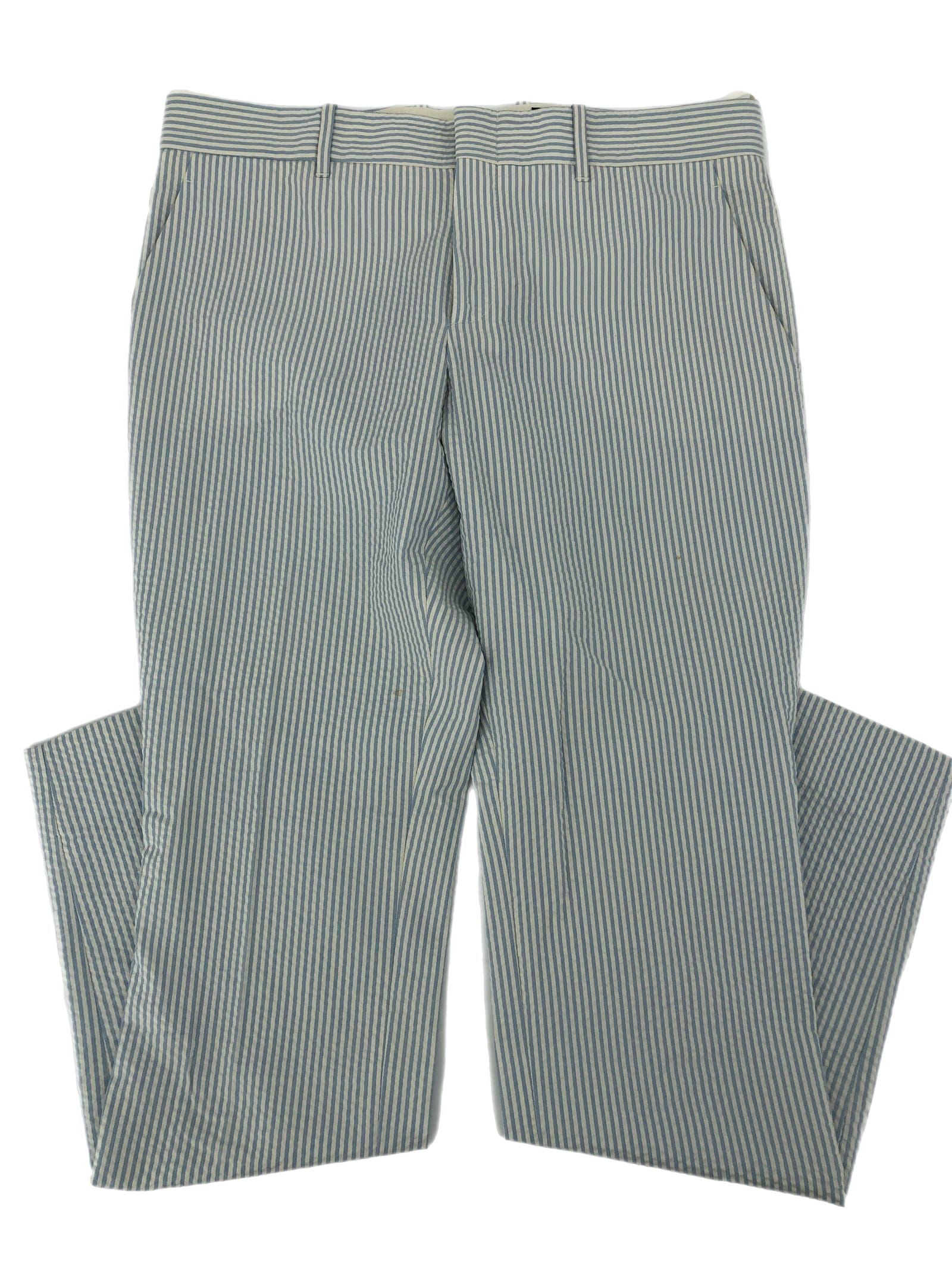 Gucci White & Blue Ankle Skinny Pants