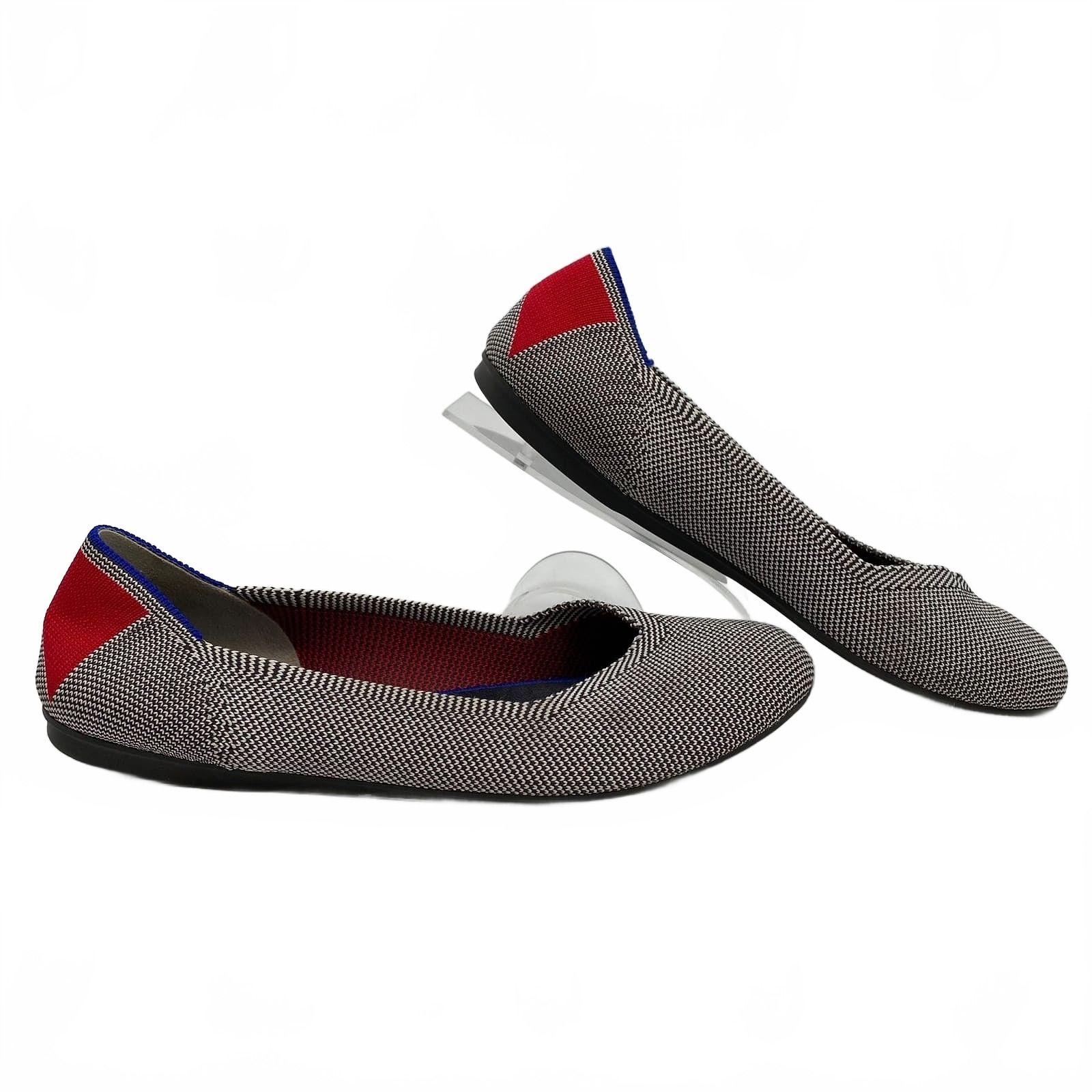 Rothy’s Gray White Red Knit Flats
