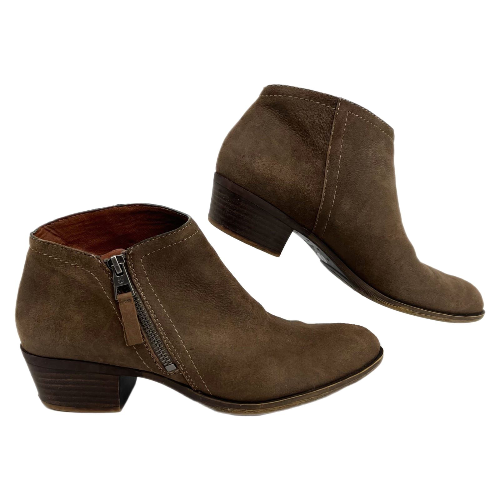 Lucky Brand Brown Leather Zip Ankle Boots