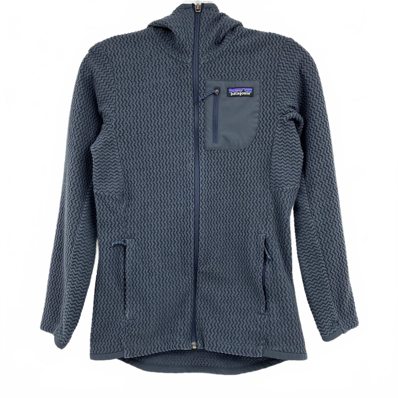 Patagonia Blue Chevron Hooded Zip-Up Jacket