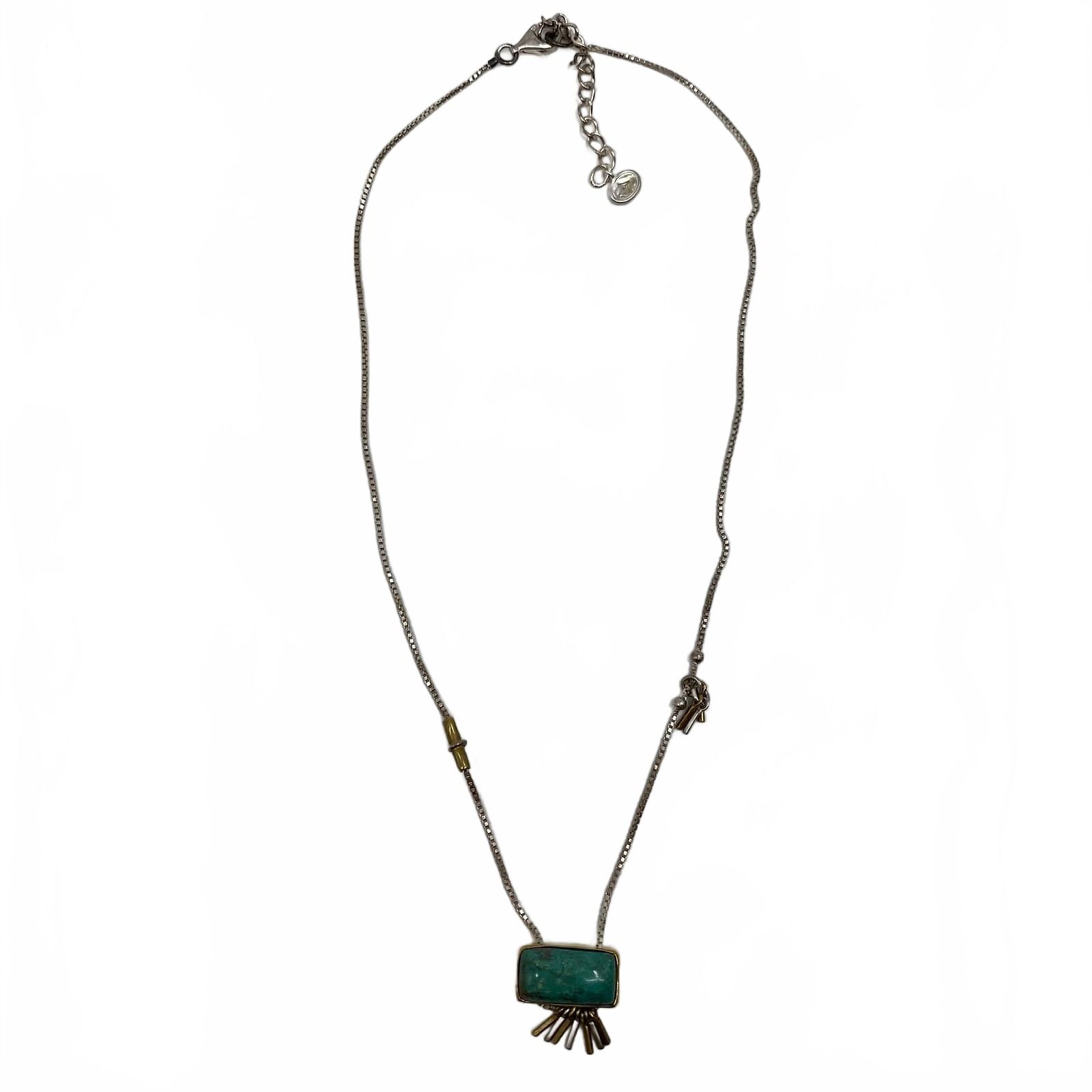 Silpada Silver Turquoise Rectangle Stone Pendant Necklace