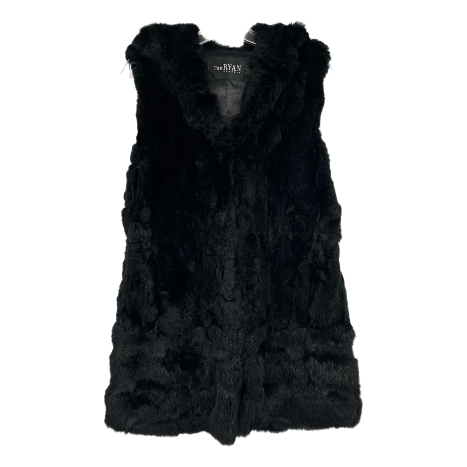 Black Hooded Rabbit Fur Vest