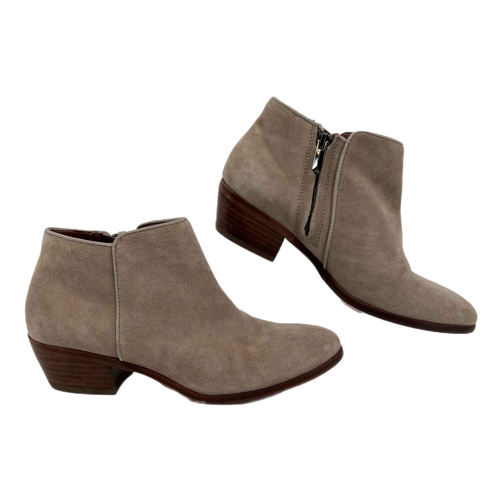 Sam Edelman Taupe Suede Round Toe Ankle Booties