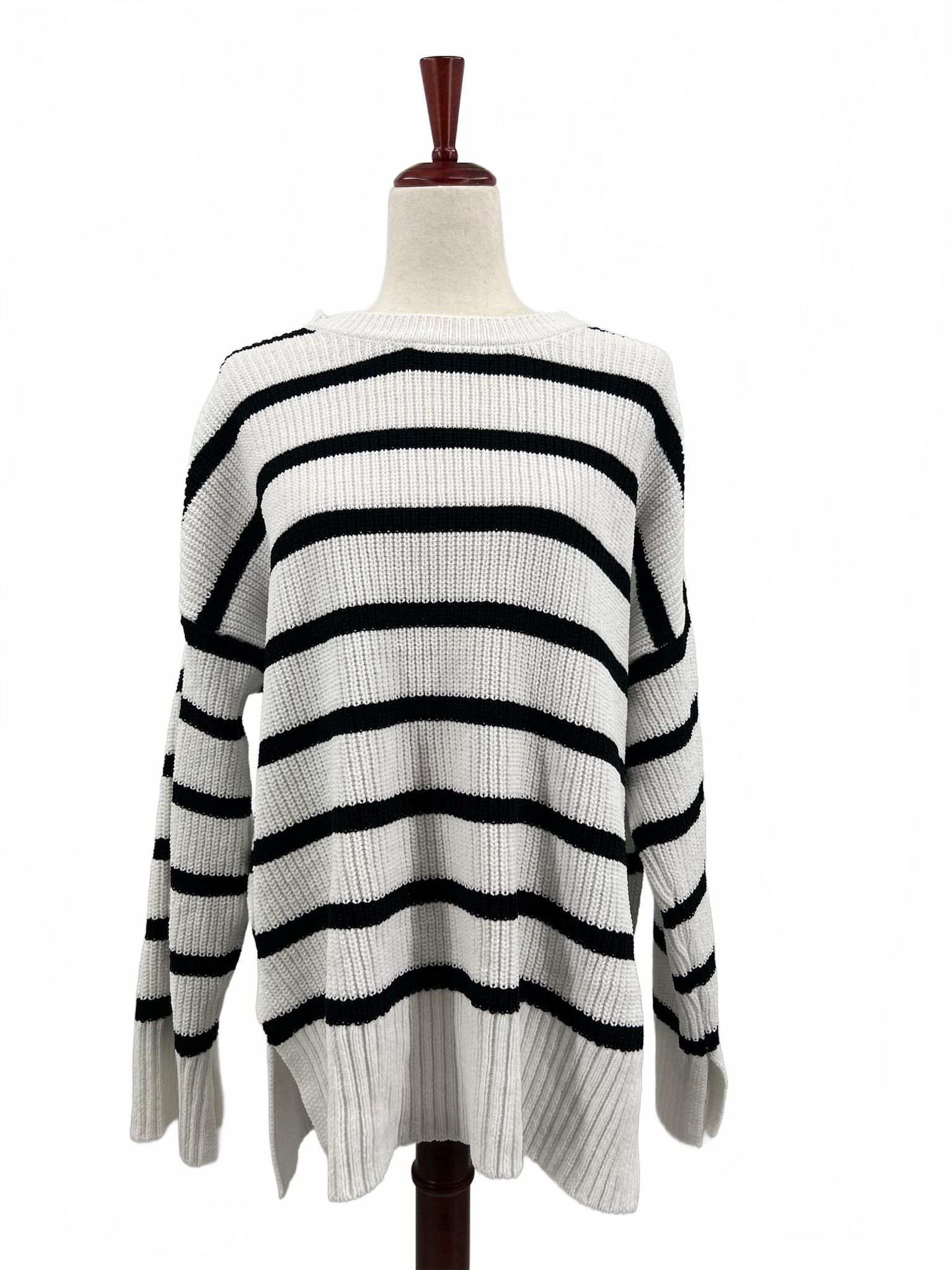 Sanctuary White/Black Striped Pullover Sweater