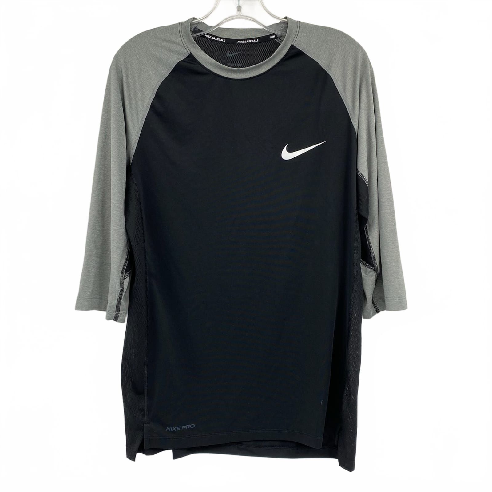 Nike Black Gray Dri-Fit Baseball Tee