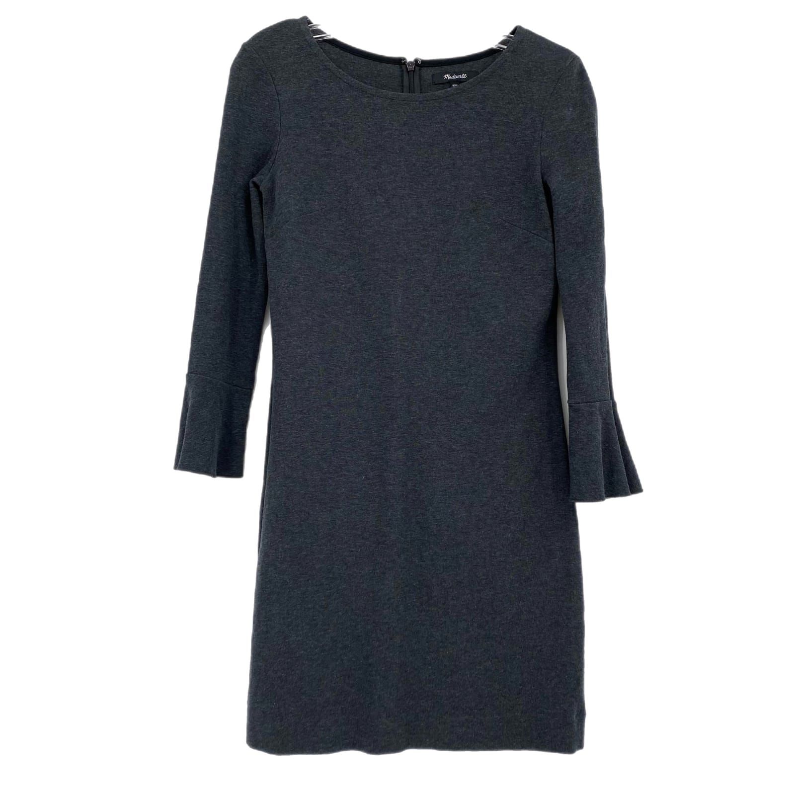 Madewell Gray Flare Sleeve Pencil Dress