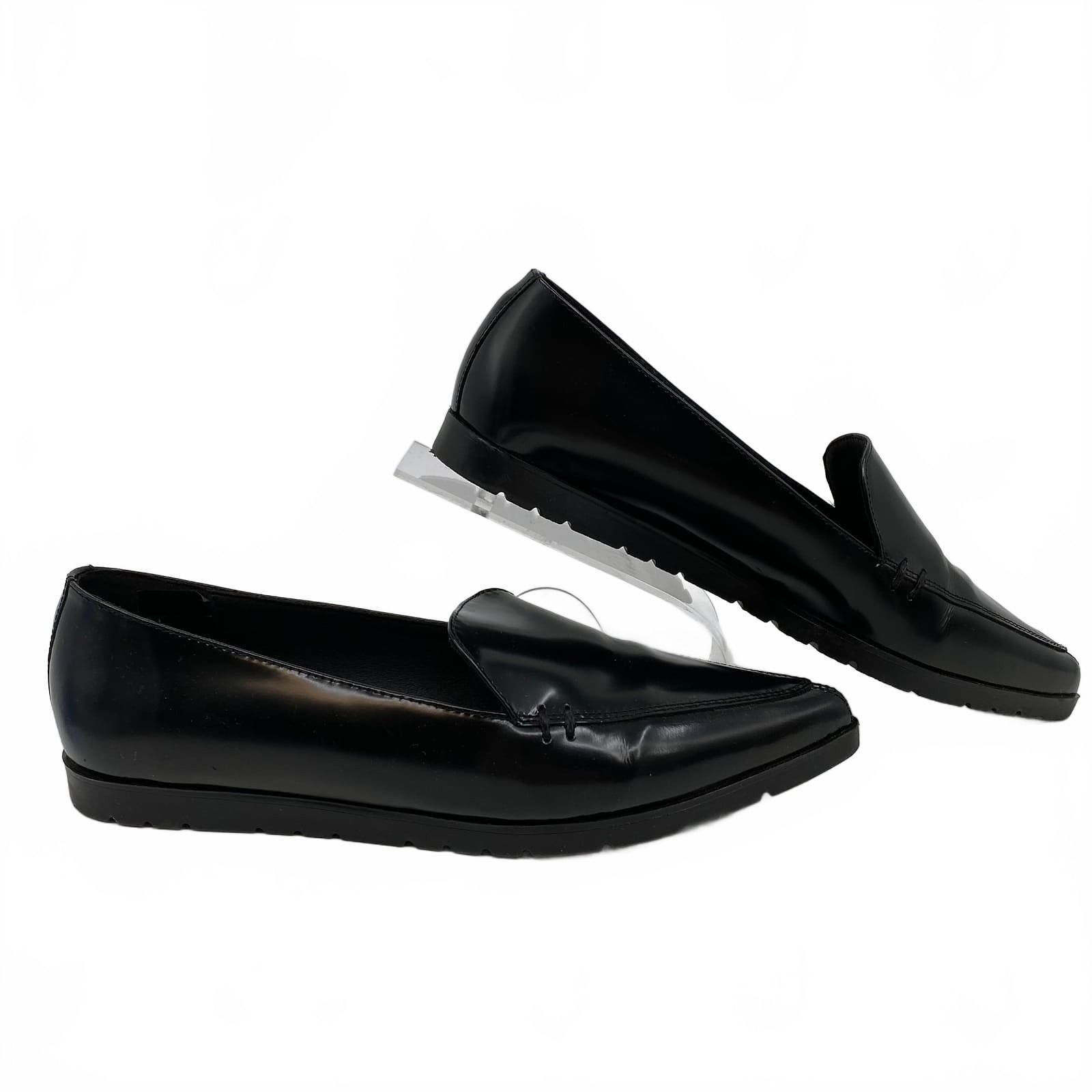 Shellys London Black Leather Pointed Toe Loafers