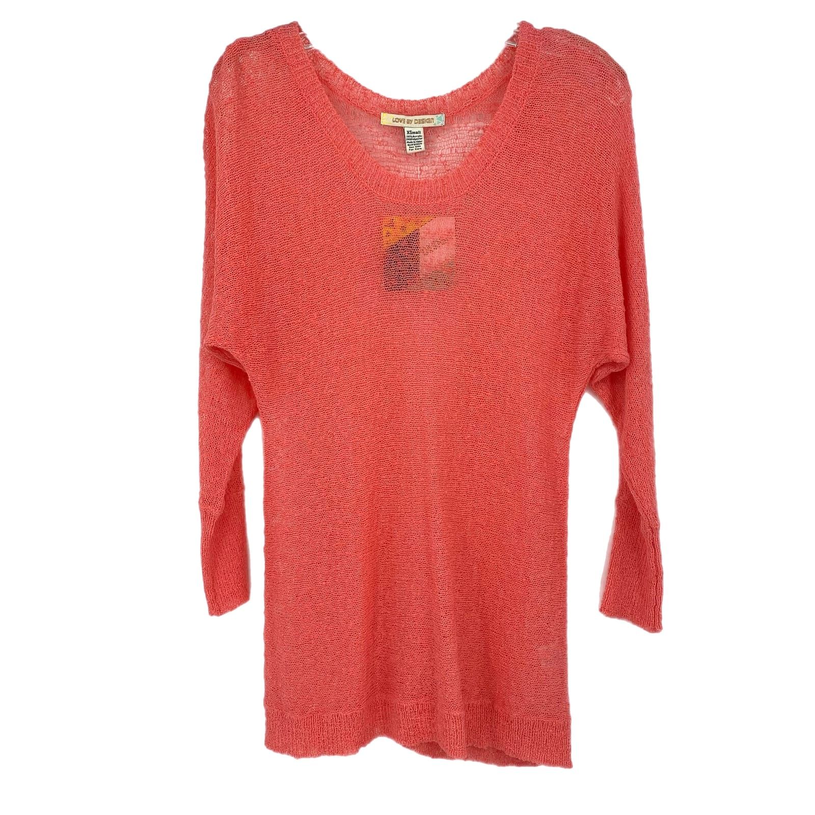 Love By Design Peach Solid Sweater