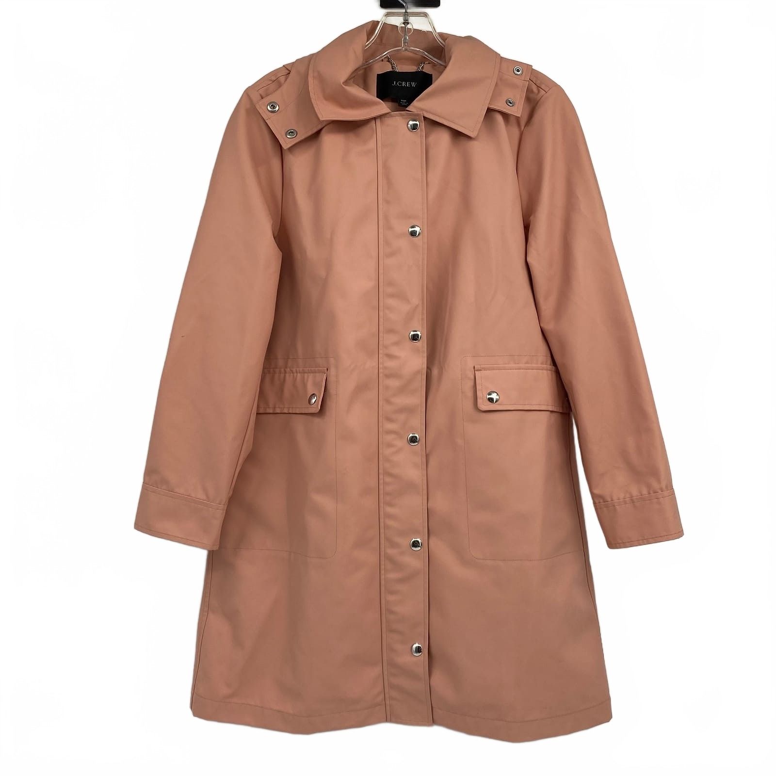 J. Crew Peach Pink Hooded Rain Coat