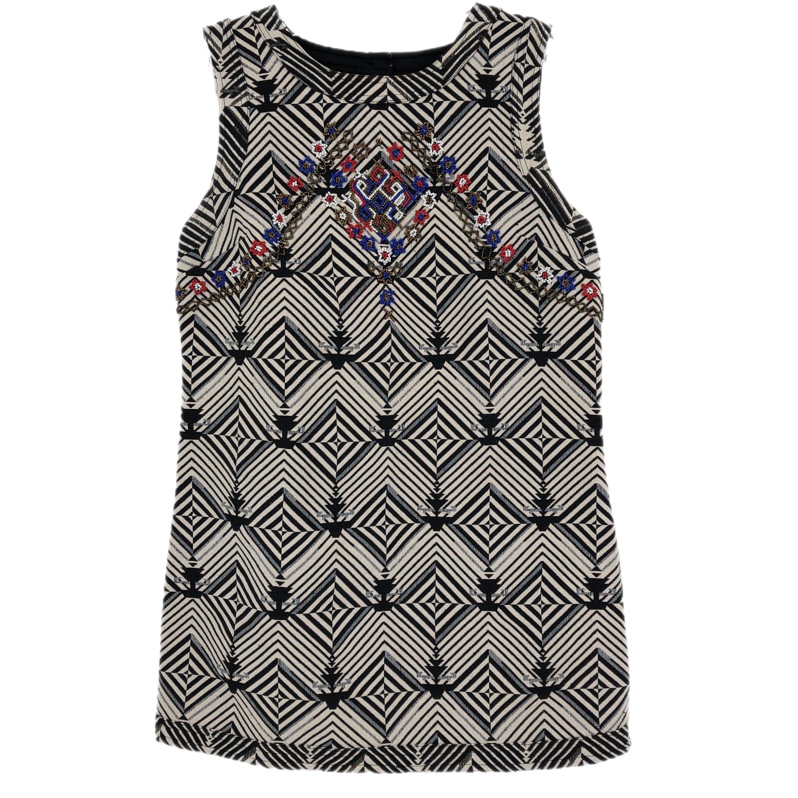 Free People Black/Cream Stylish Printed Mini Dress