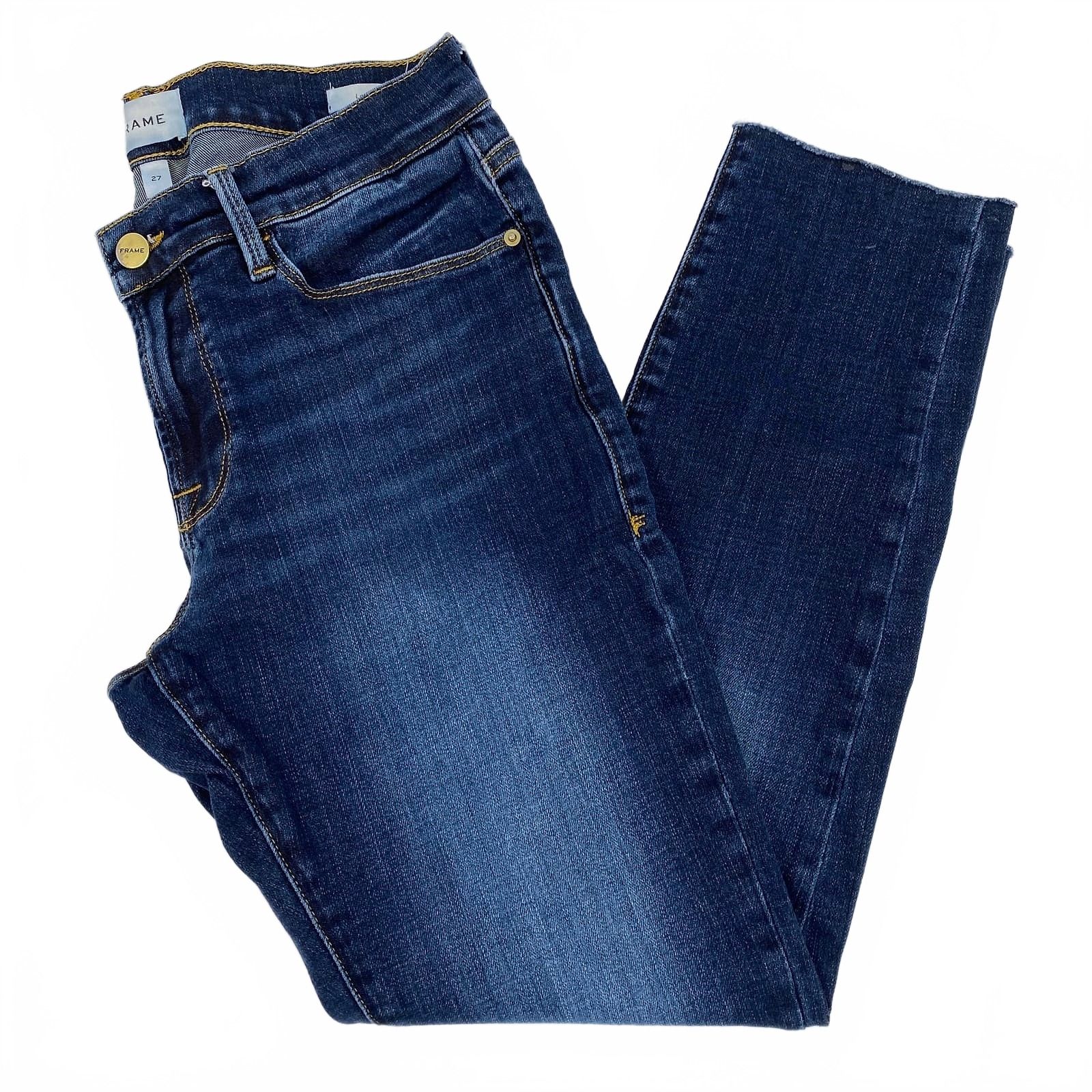 Frame Denim Le Garcon Blue Dark Wash Straight Leg Jeans