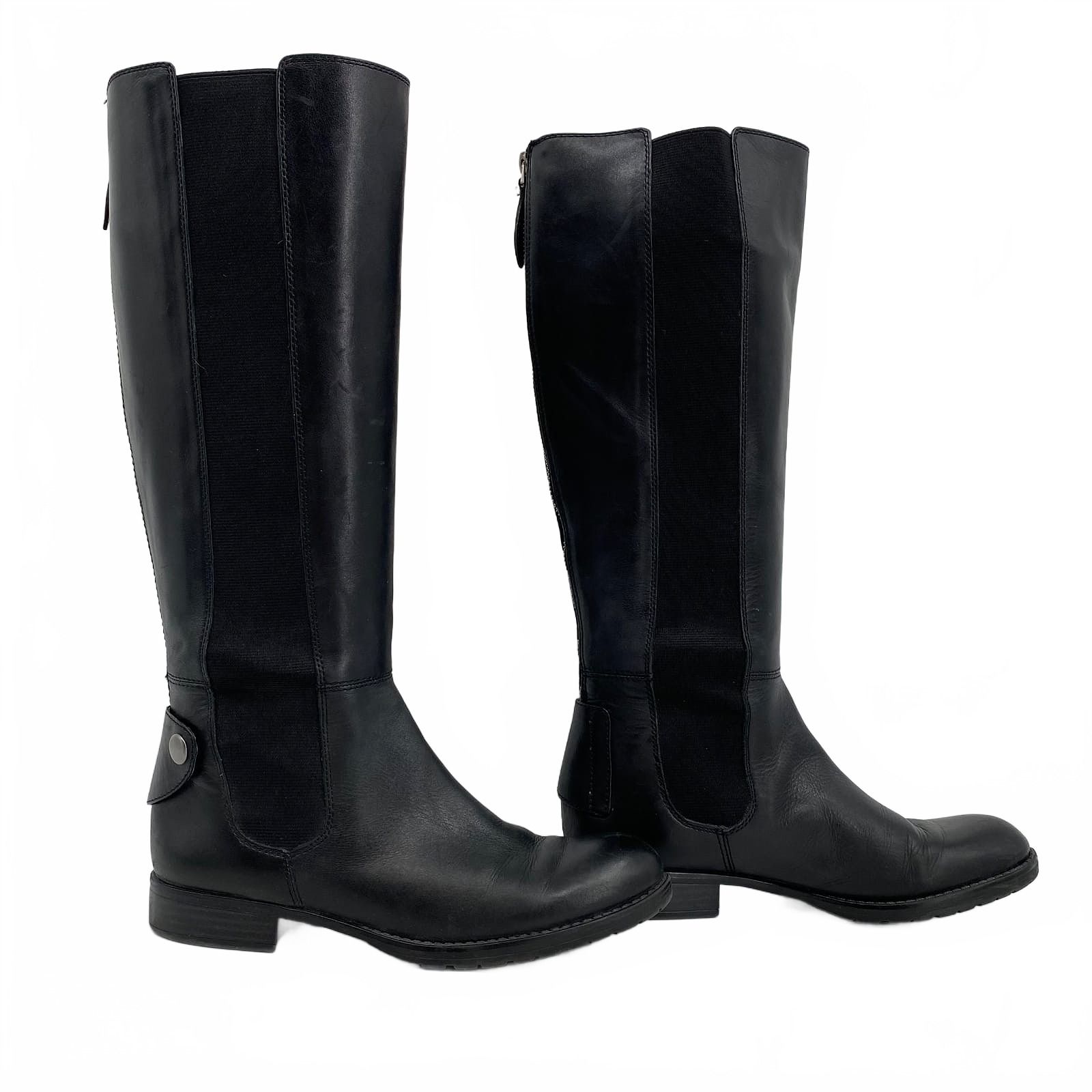 Franco Sarto Black Tahini Leather Knee-High Boots