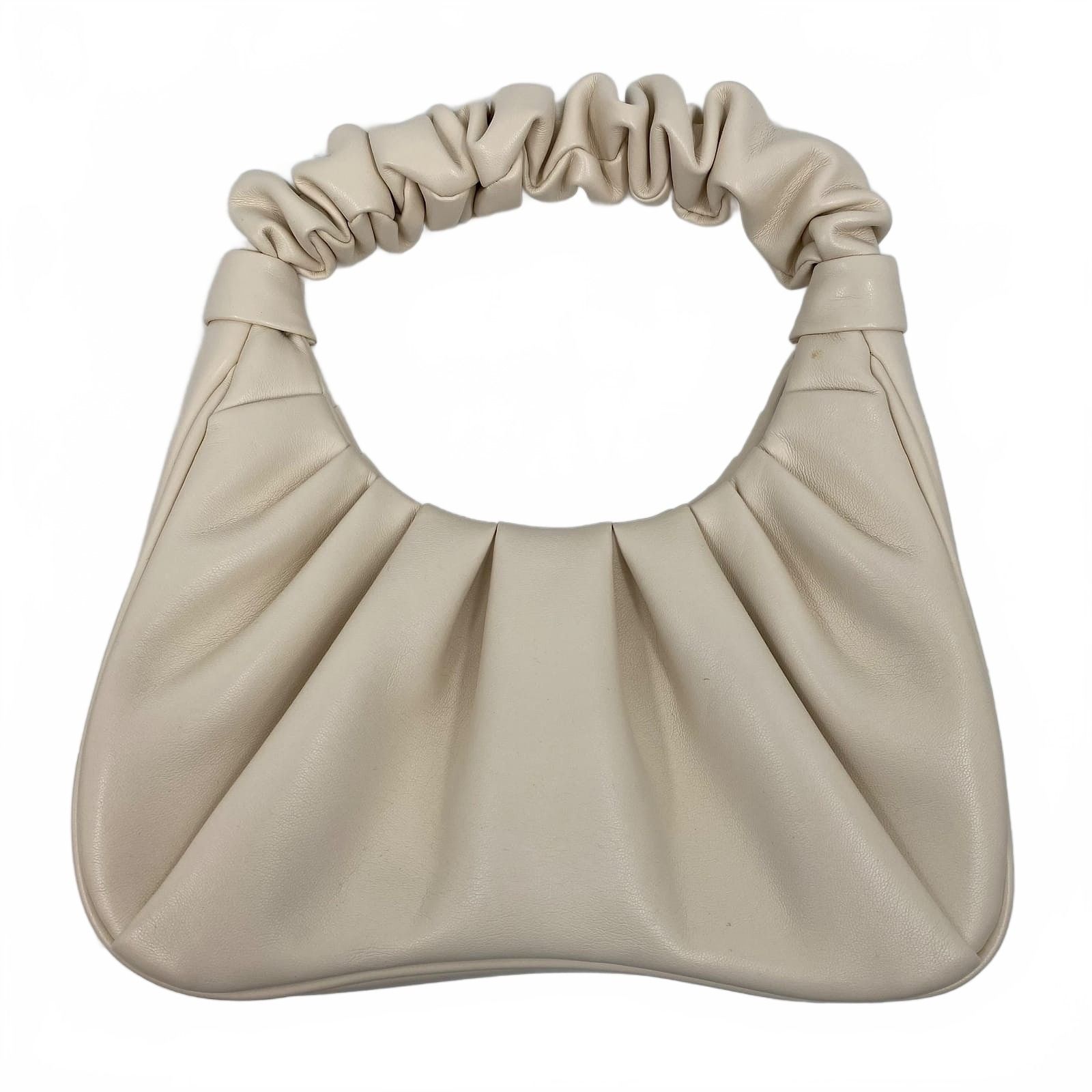 JW PEI Cream Ruched Faux Leather Shoulder Bag