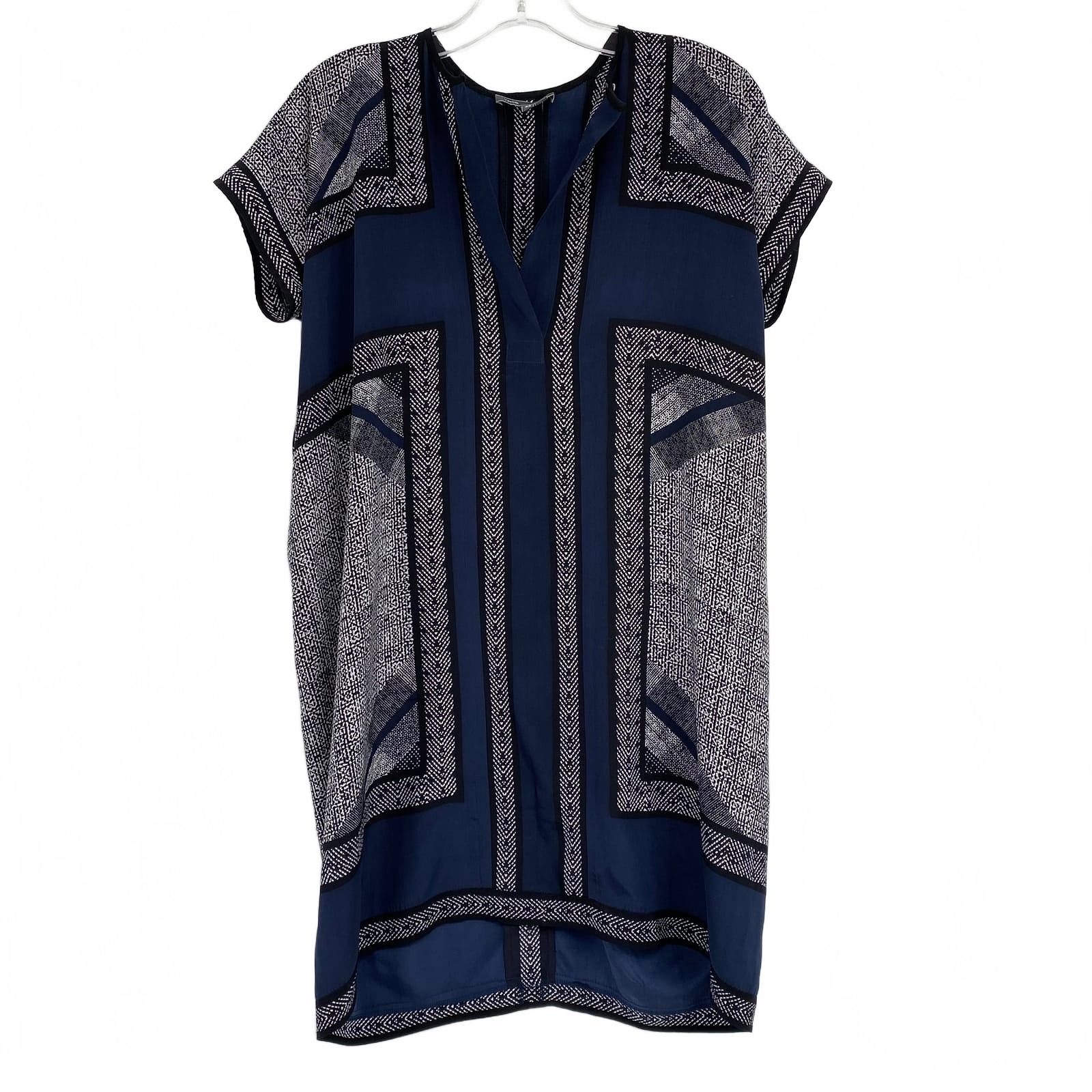 Vince Navy Black Silk Mini Dress
