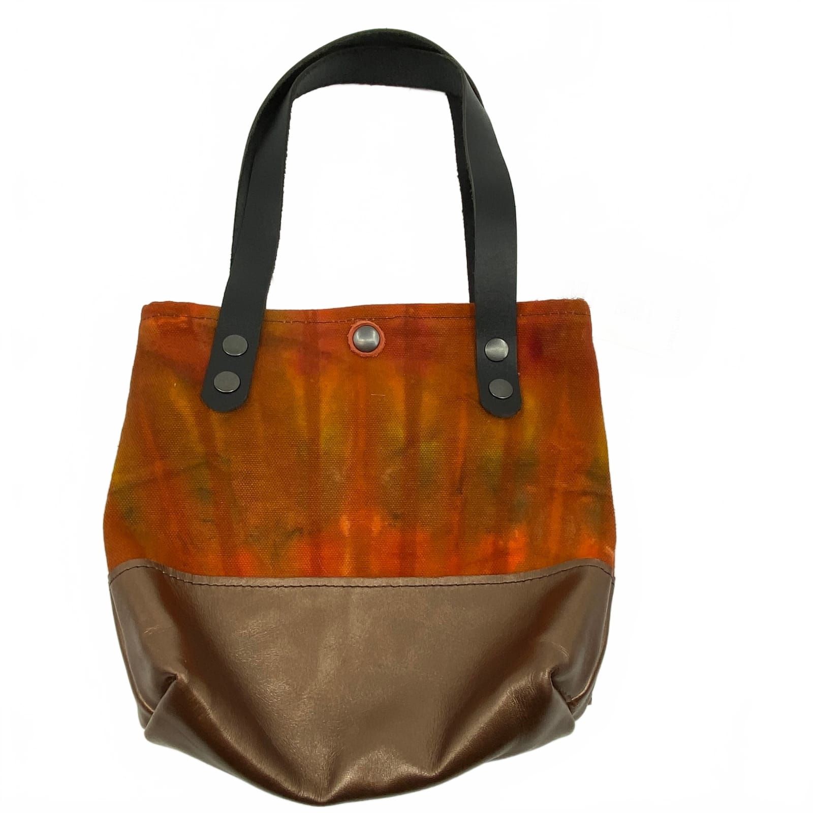 Vozee Orange Tie-Dye Canvas Leather Satchel