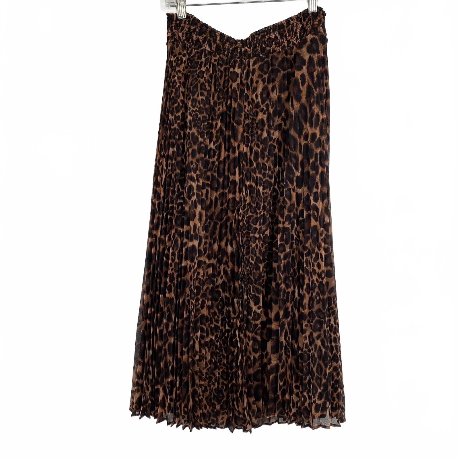 White House Black Market Black Brown Midi Skirt Tulip Pleated