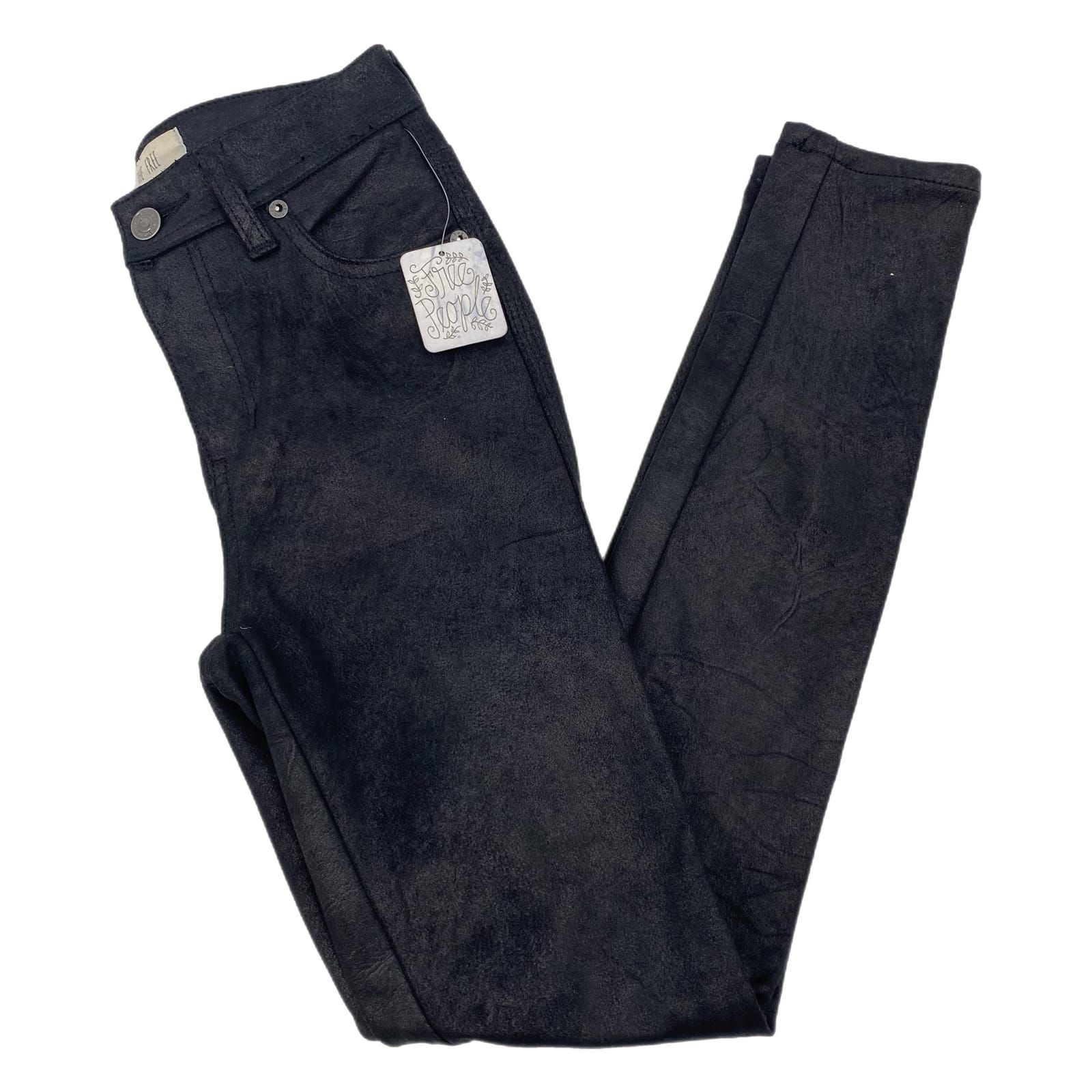 We The Free Black Faux Suede Skinny Pants