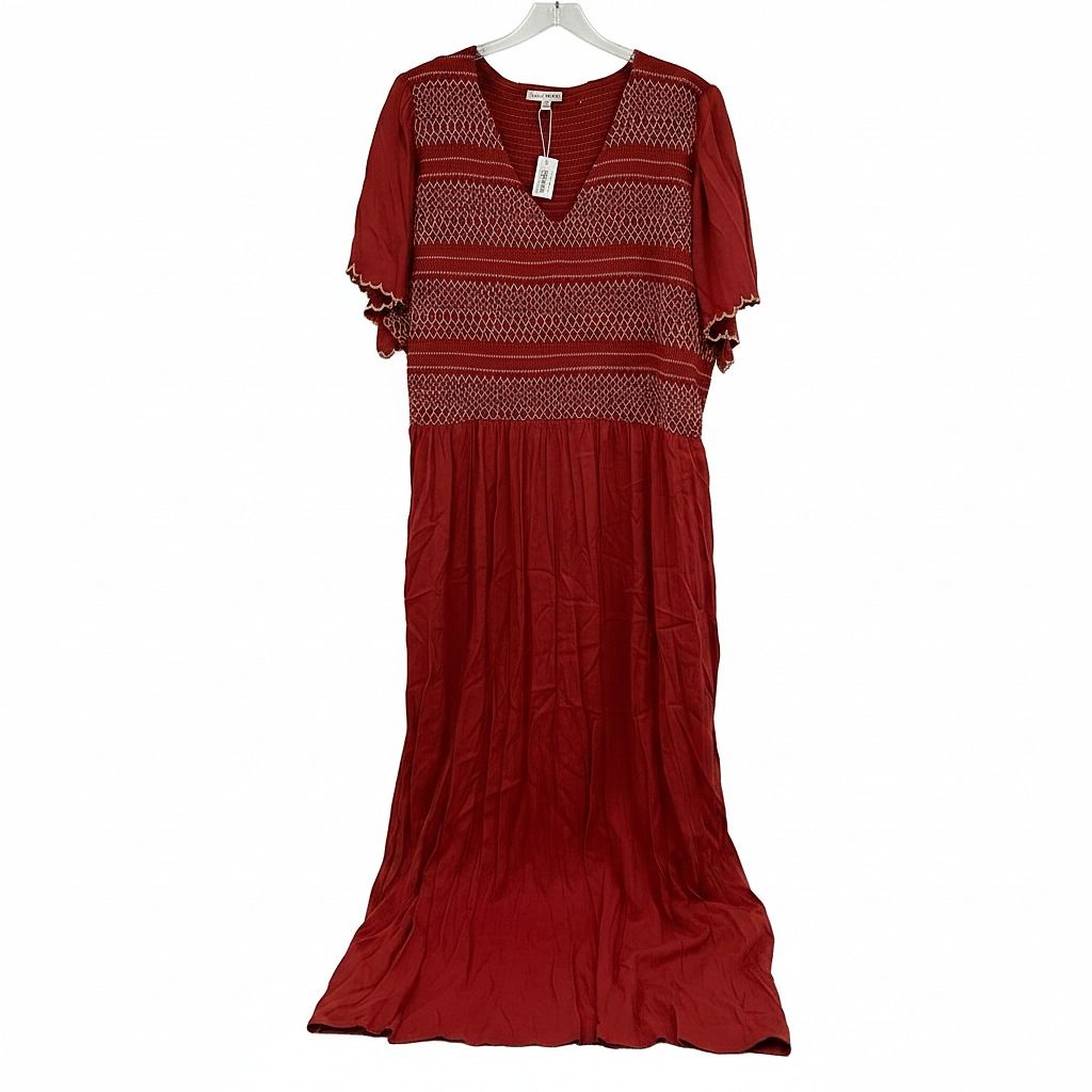 Baltic Born Rust Orange Tan Smocked Maxi Dress