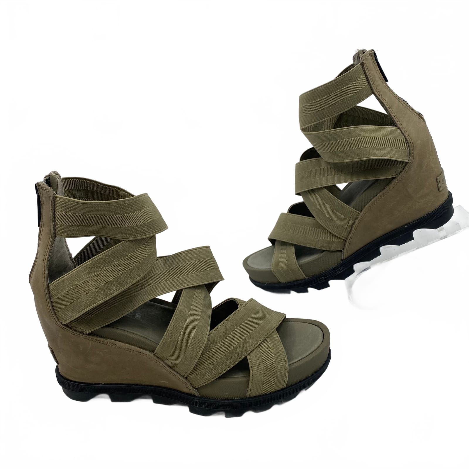 Sorel Green Strappy Wedges