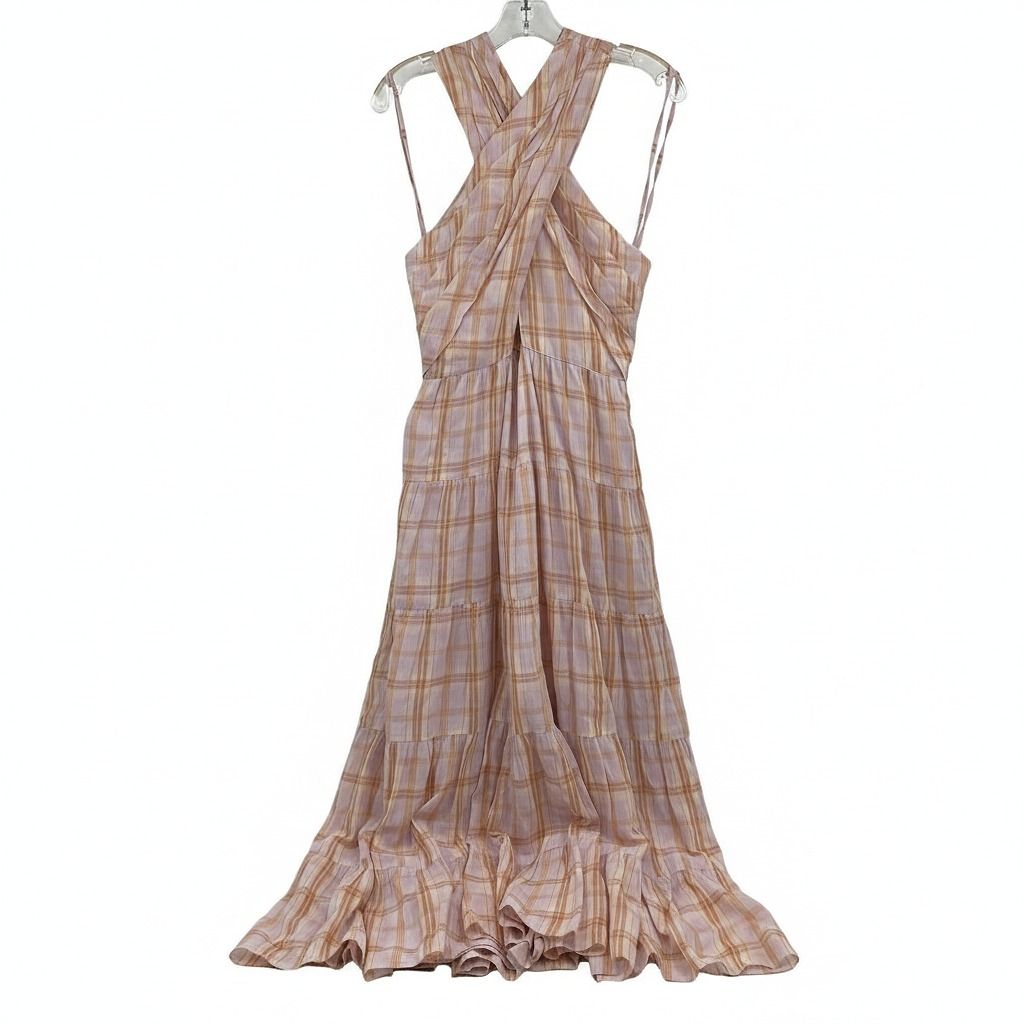 Ulla Johnson Pink Orange Plaid Maxi Dress