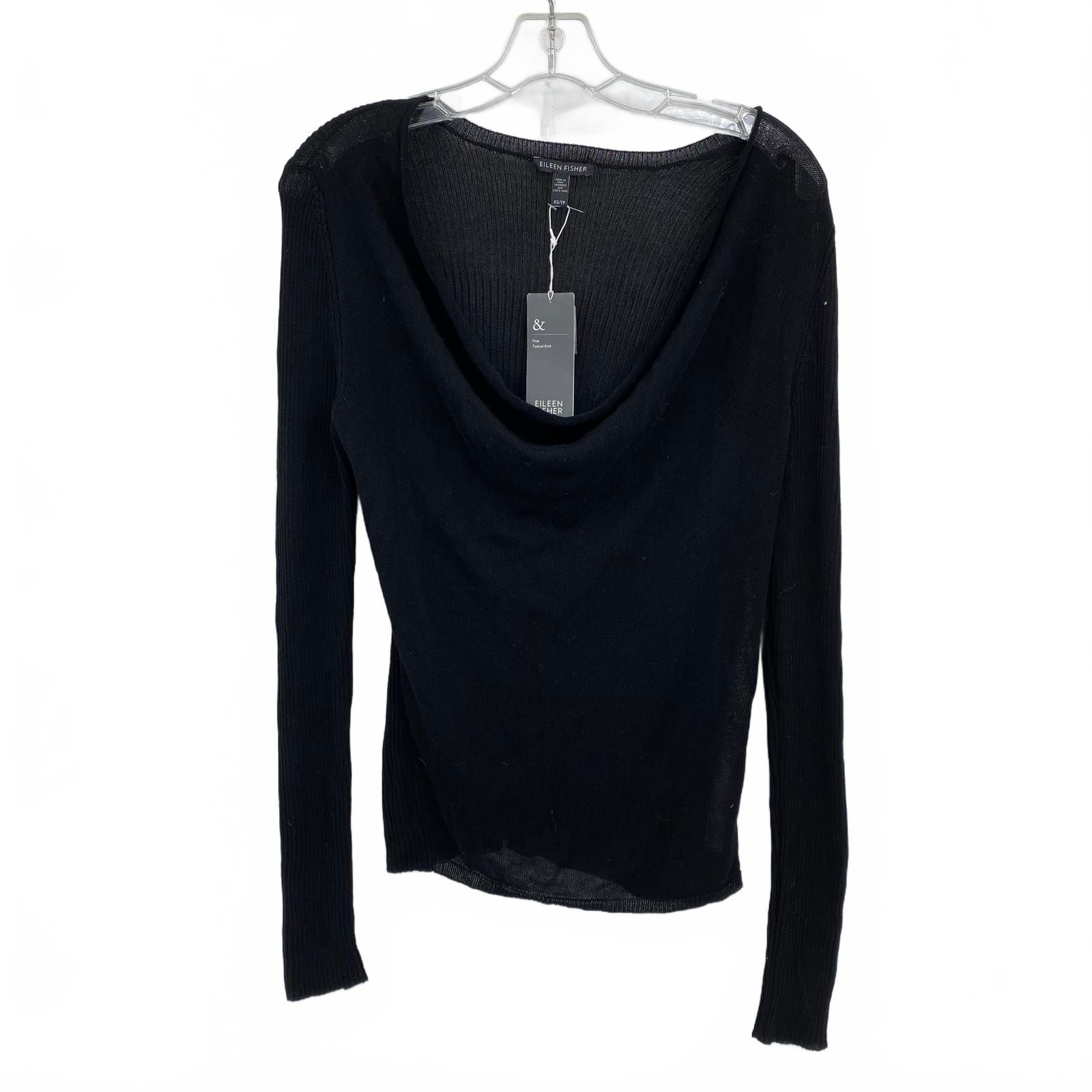 Eileen Fisher Black Tencel Cowl Pullover