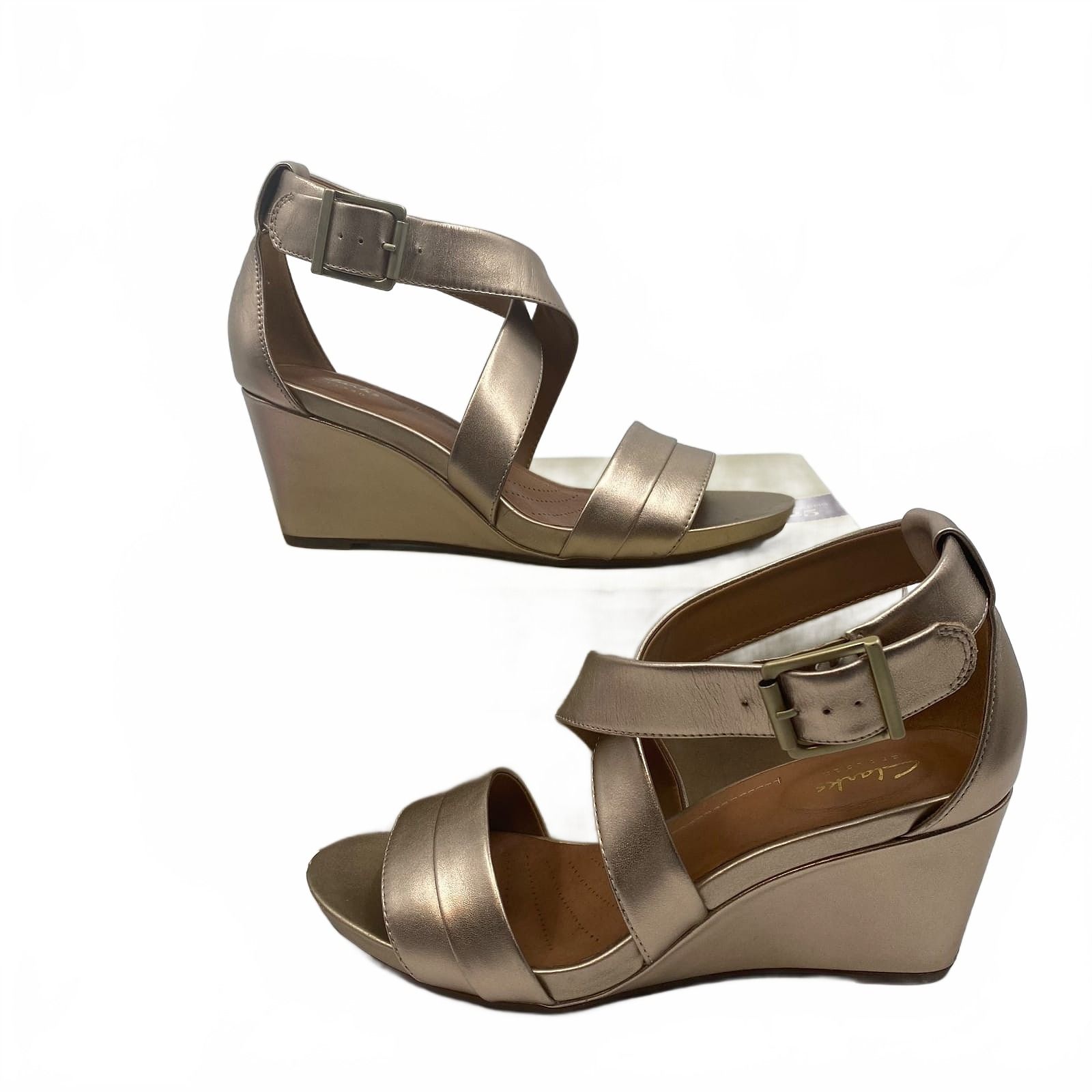 Clarks Gold Wedges Strappy