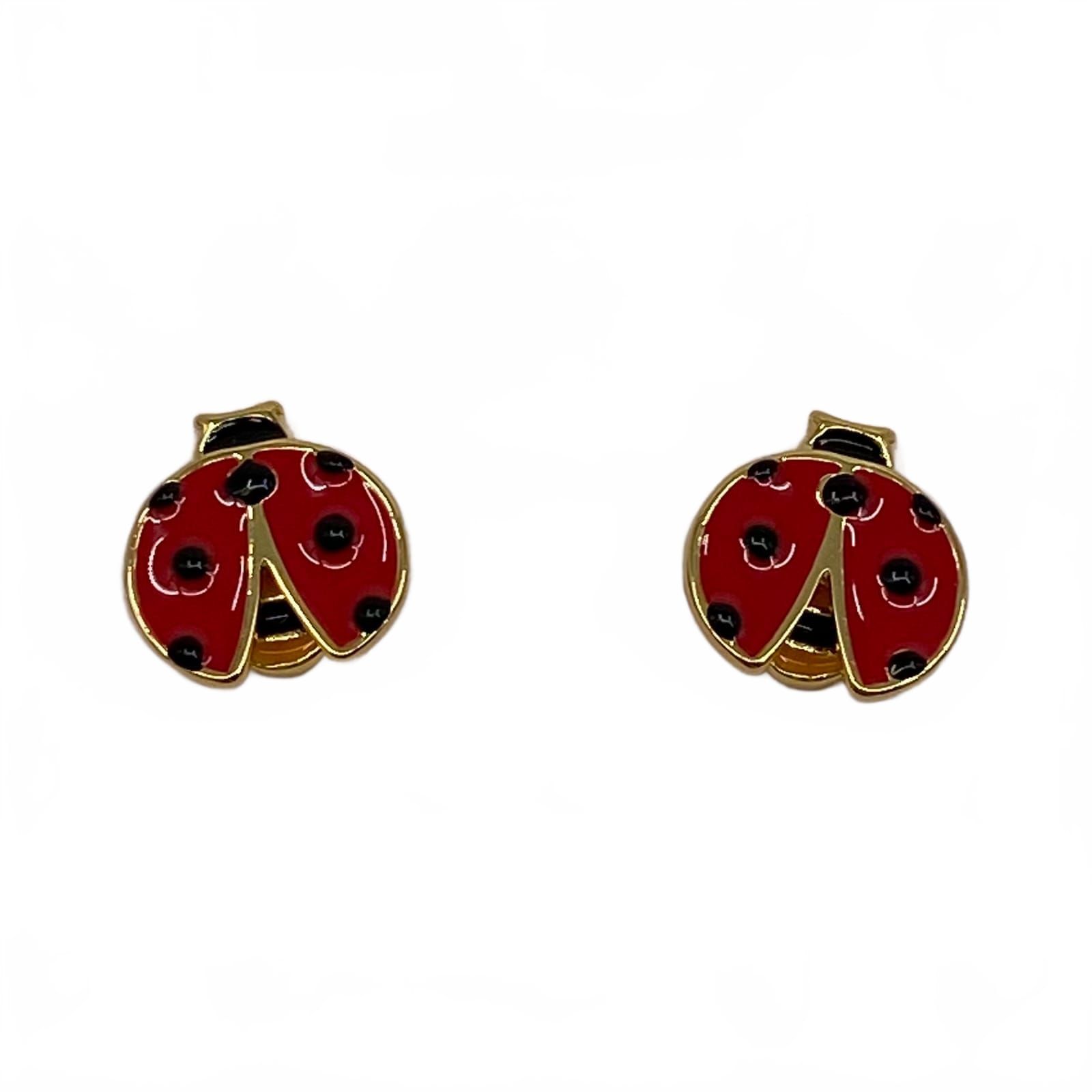 Kate Spade Red Gold Ladybug Stud Earrings