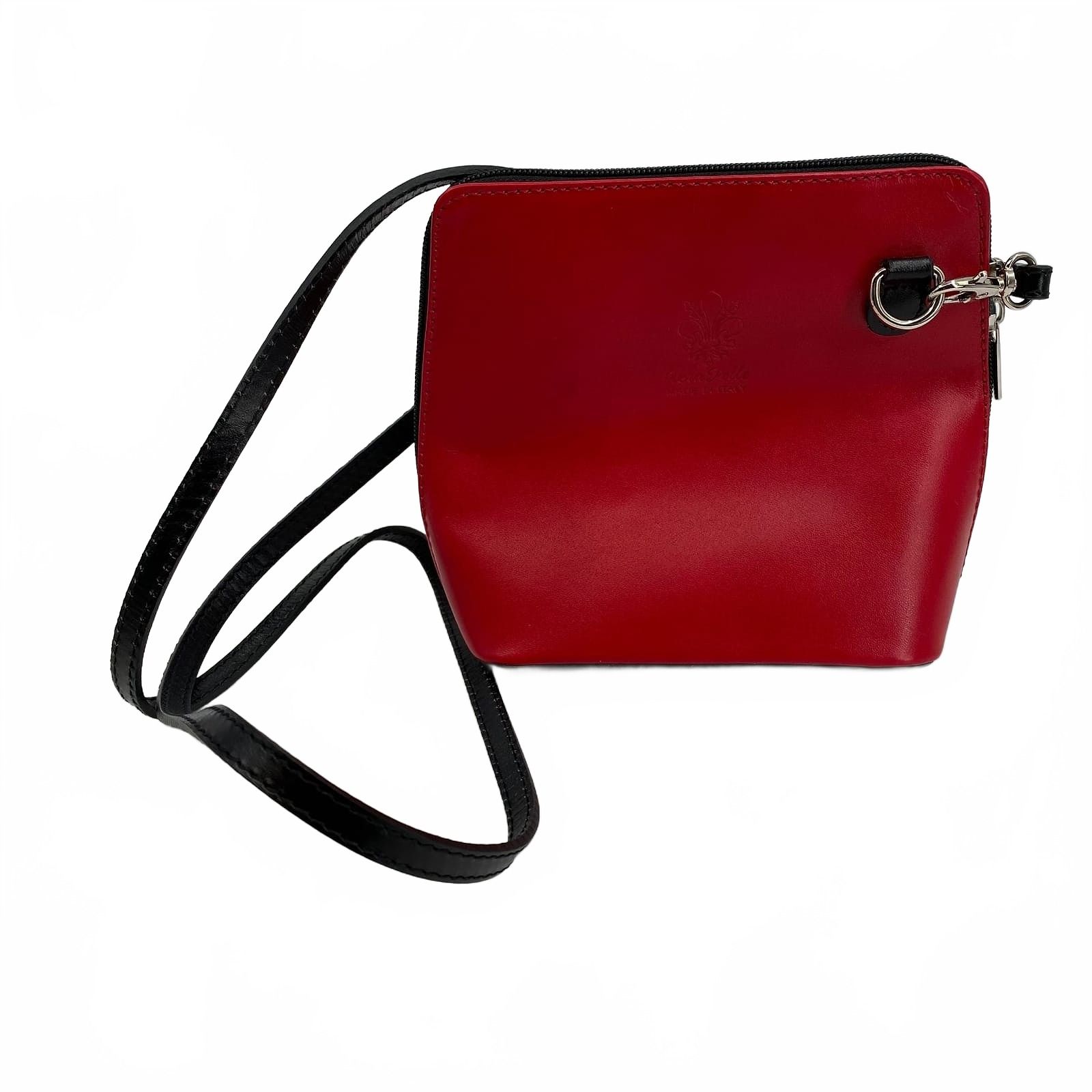 Vera Pelle Red Leather Crossbody Bag