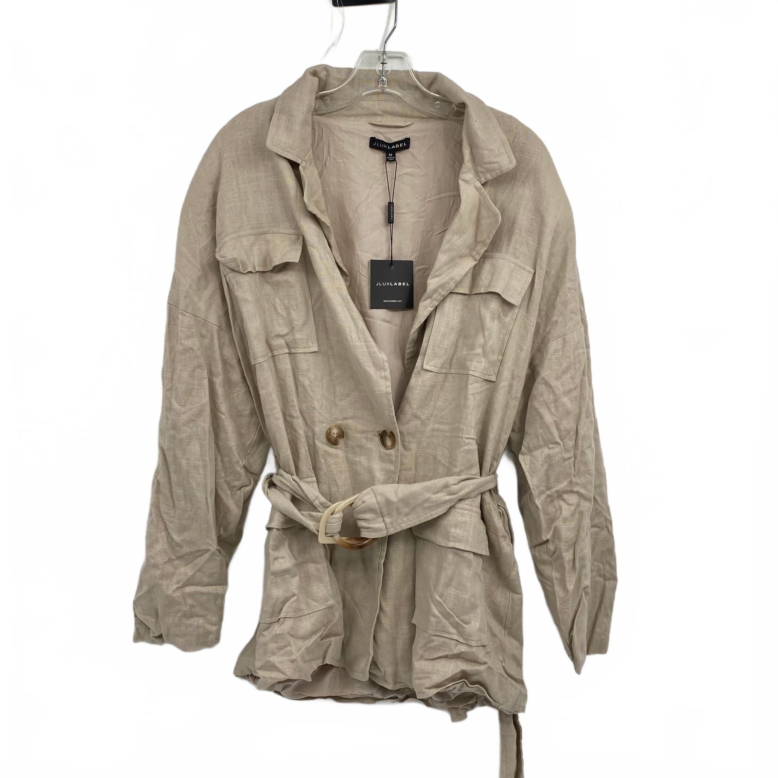 JLUXLABEL Beige Linen Cotton Blazer