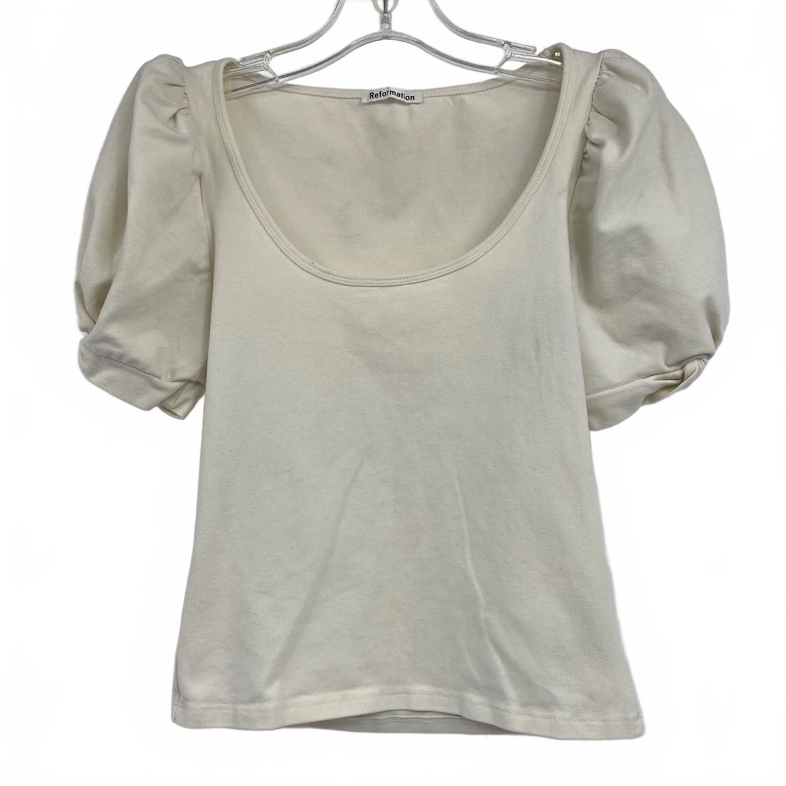Reformation Cream Puff Sleeve Scoop Neck Top