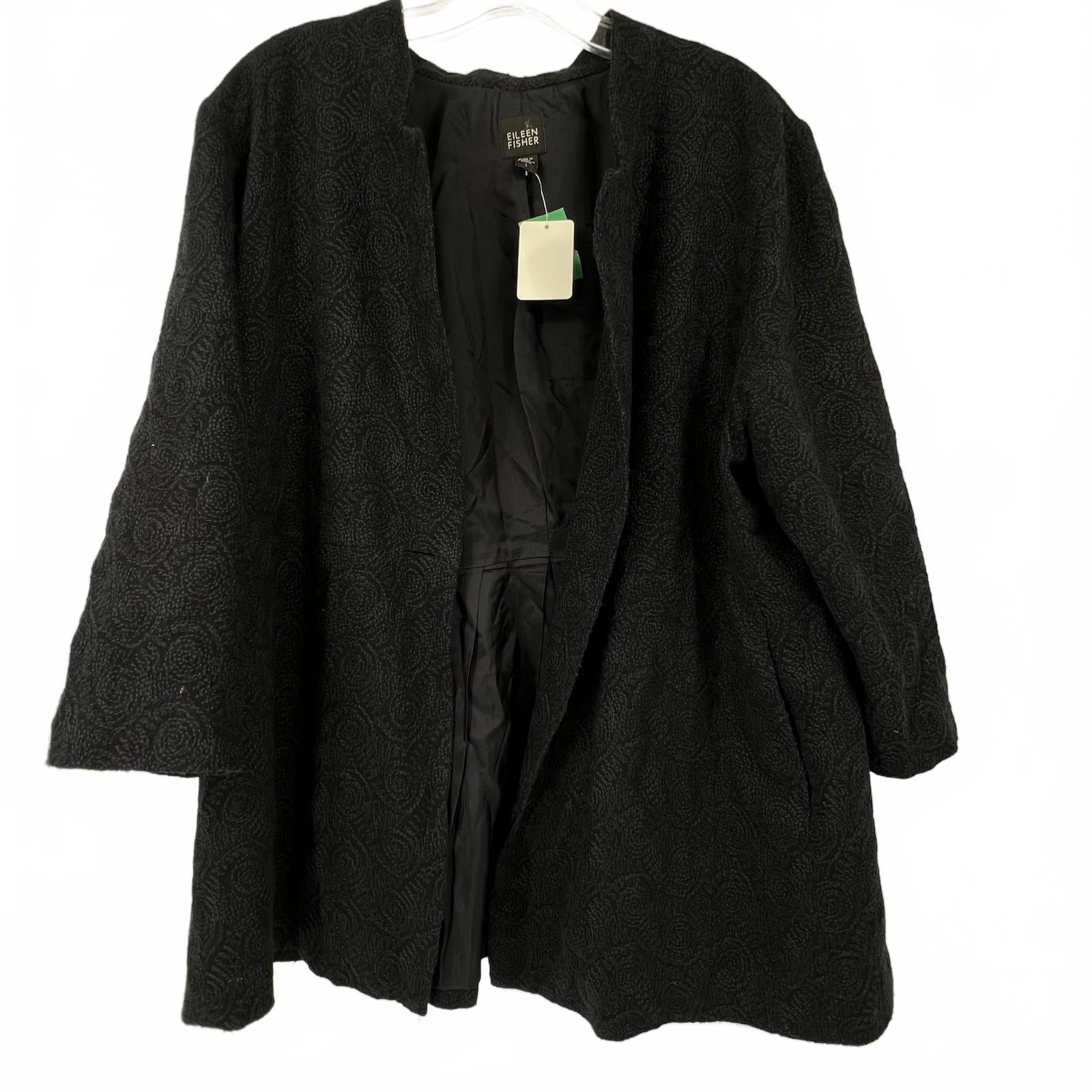 Eileen Fisher Navy/Black Wool Pea Coat