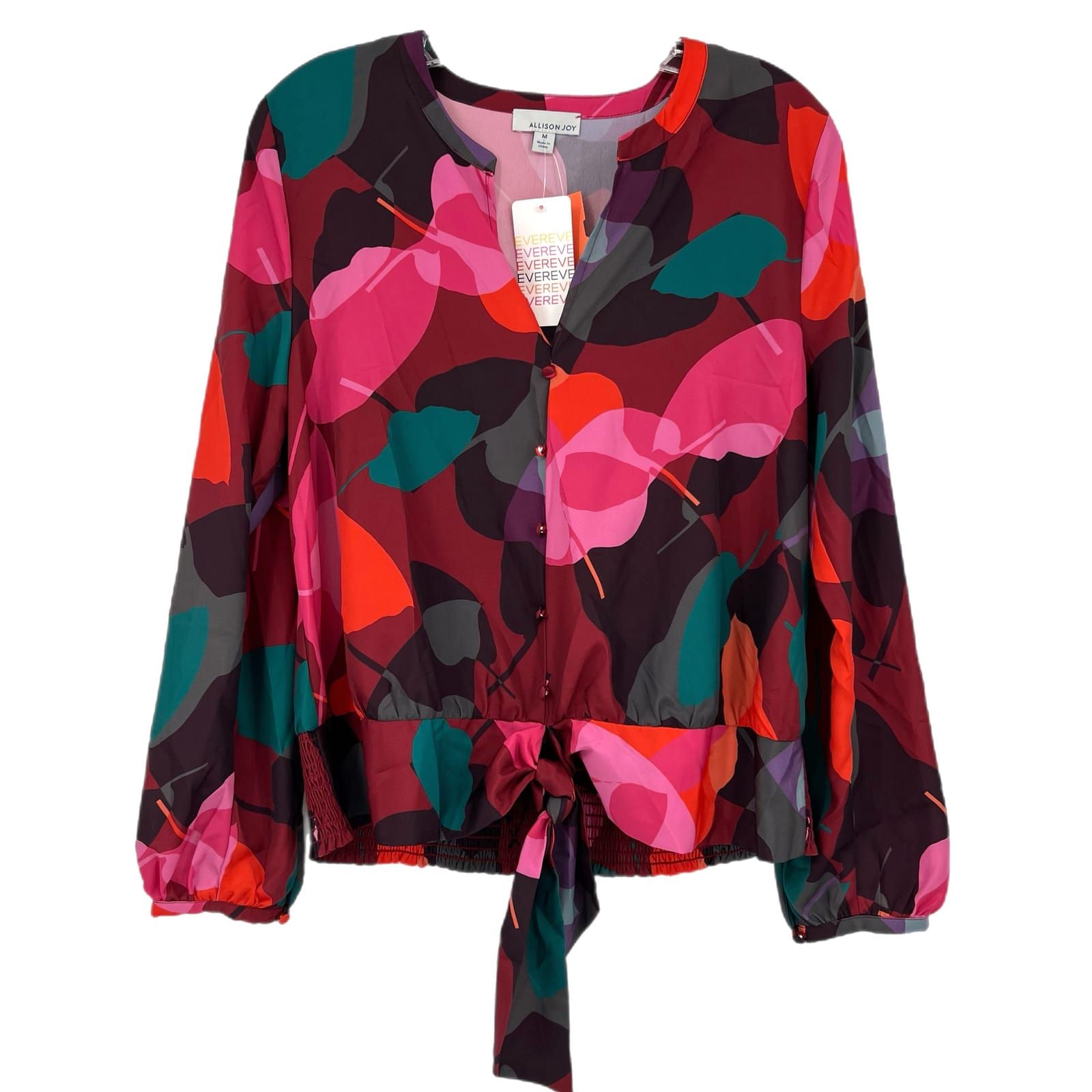 Allison Joy Colorful Printed Button-Up Blouse