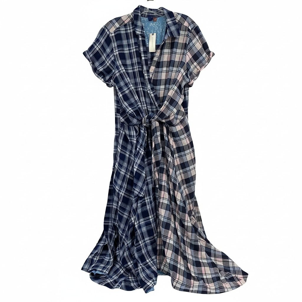 Pilcro and the Letterpress Blue Plaid Maxi Dress