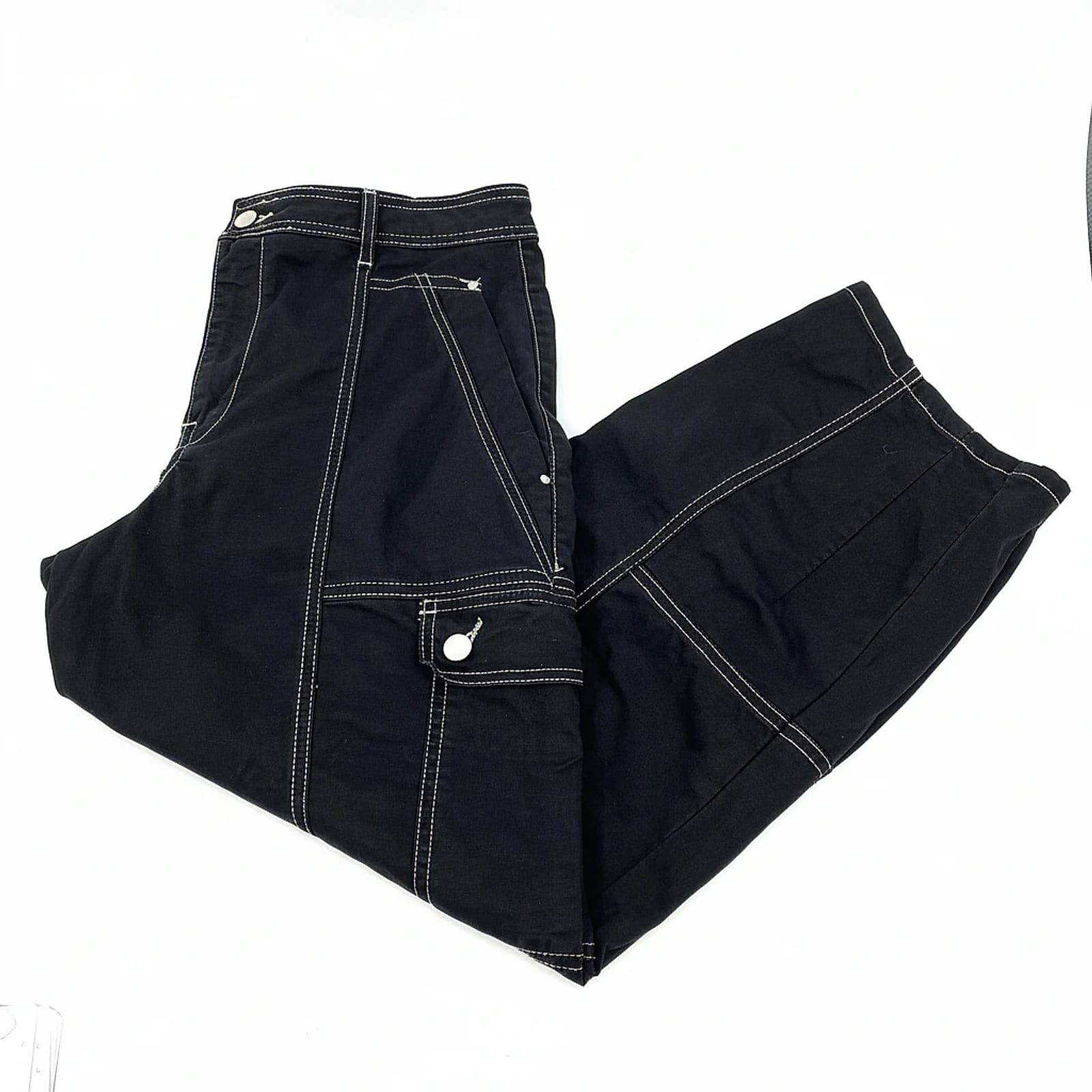 Anthropologie Black Linen-Cotton Wide Leg Pants