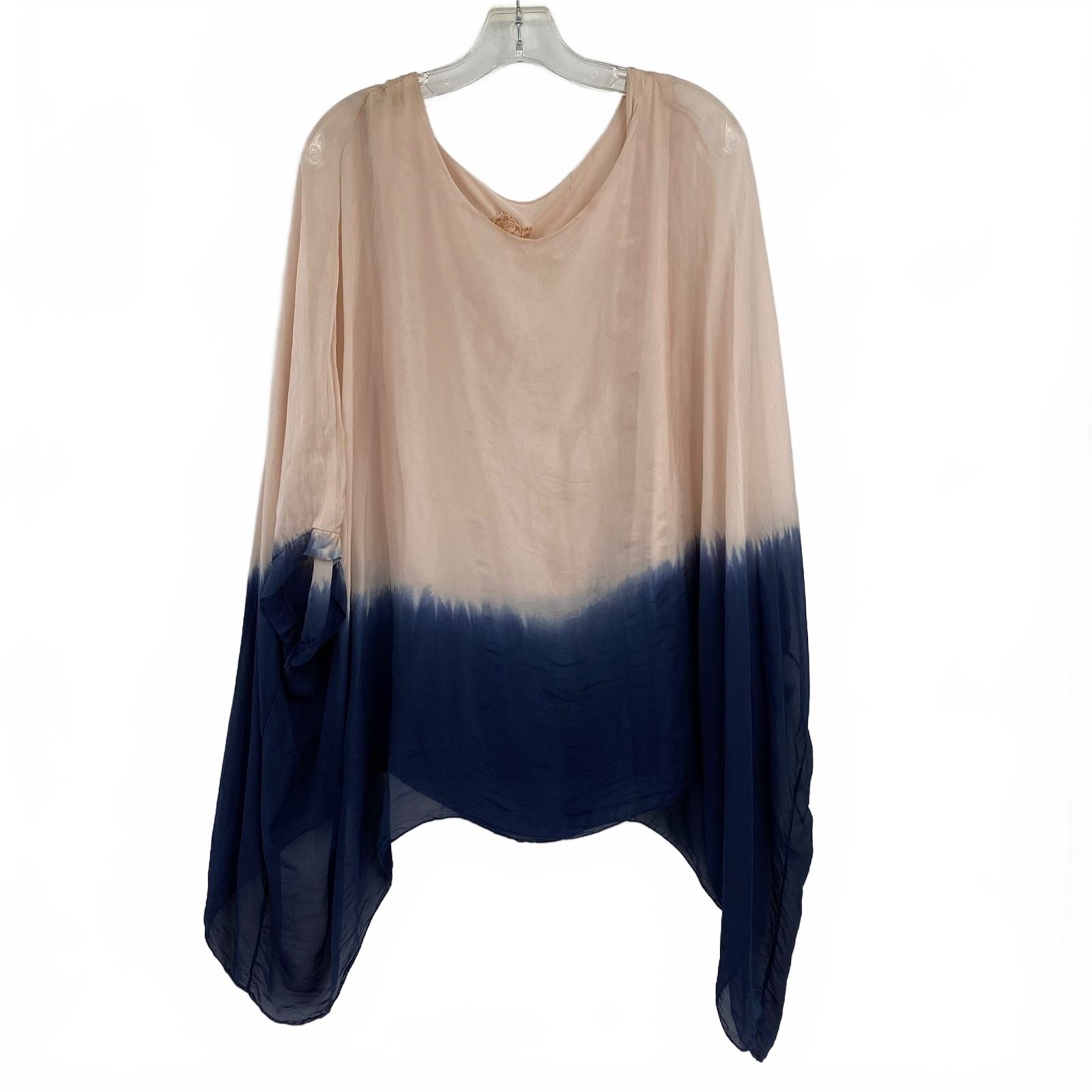 Made in Italy Blue Pink Blouse Ombré poncho top