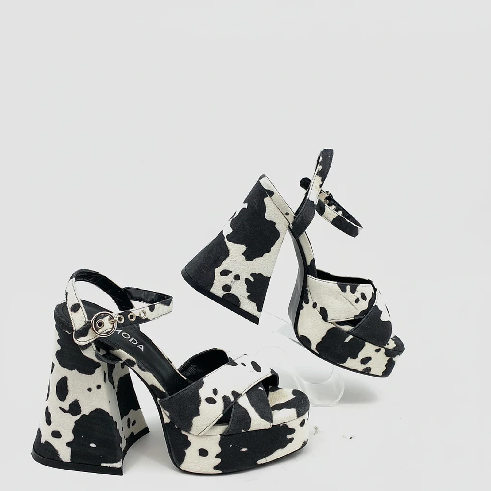 Lamoda Cow Print Platform Heels