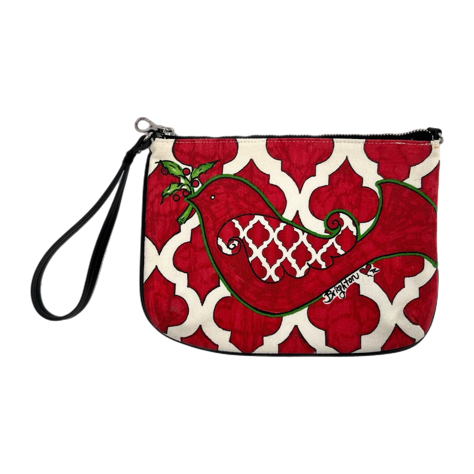 Brighton Red & White Love Dove Pouch Wristlet