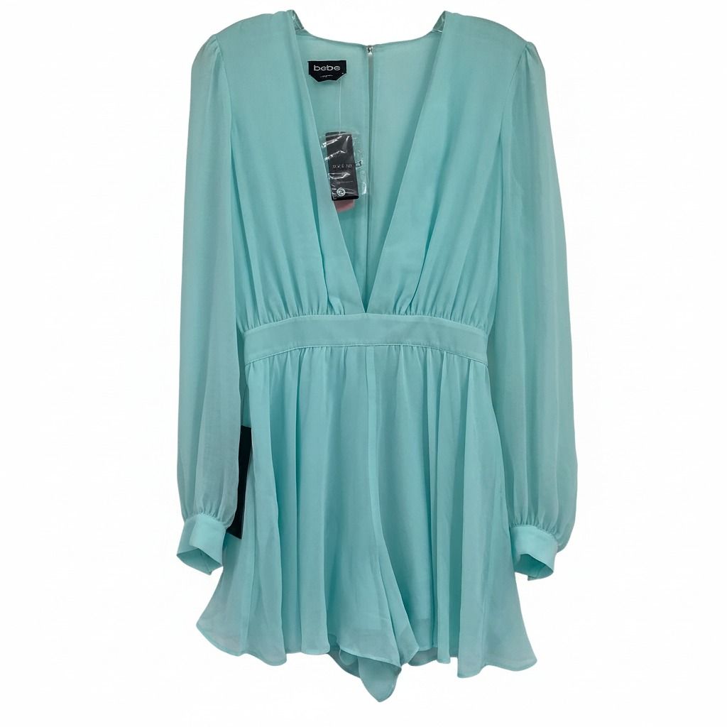 Bebe Aqua Blue Deep V Romper