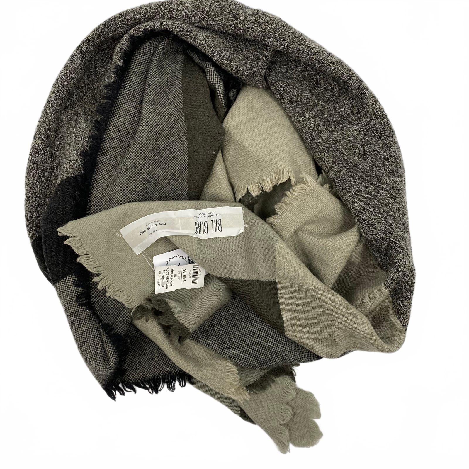 Bill Blass Black & Gray Wool Wrap